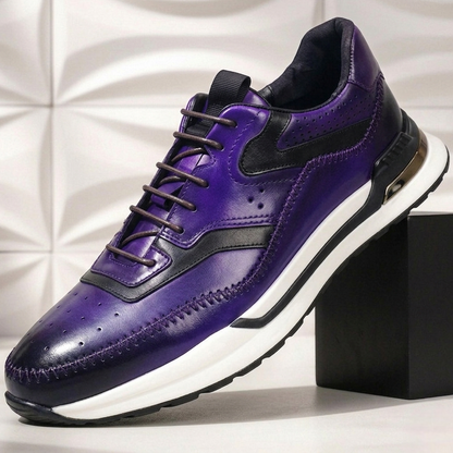 Men's Cowhide Leather Low-Top Sneakers – product view | Hensley London
