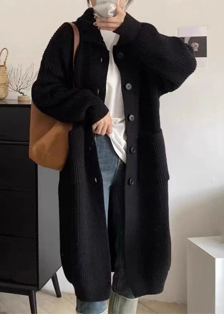 Women's Oversized Sweater Grey Thick Knit Turtleneck - 3