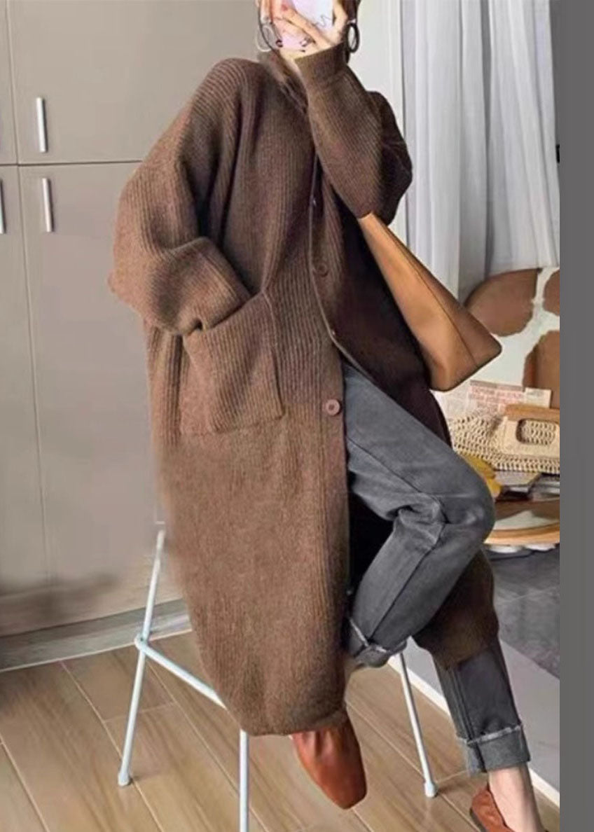 Women's Oversized Sweater Grey Thick Knit Turtleneck - 4