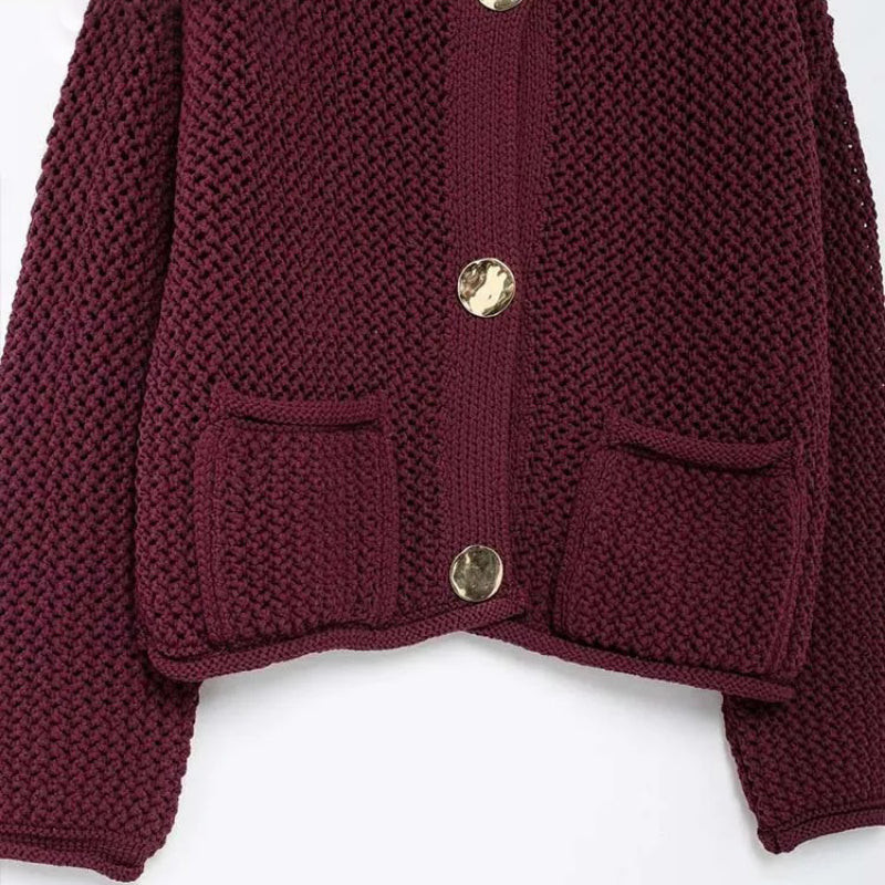 Casual Button Long Sleeve Knitted Winter Cardigan Sweater 2