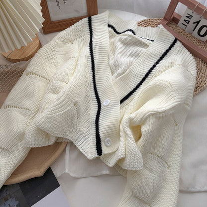 Casual Criss-cross Knitted Cropped Cardigans 0