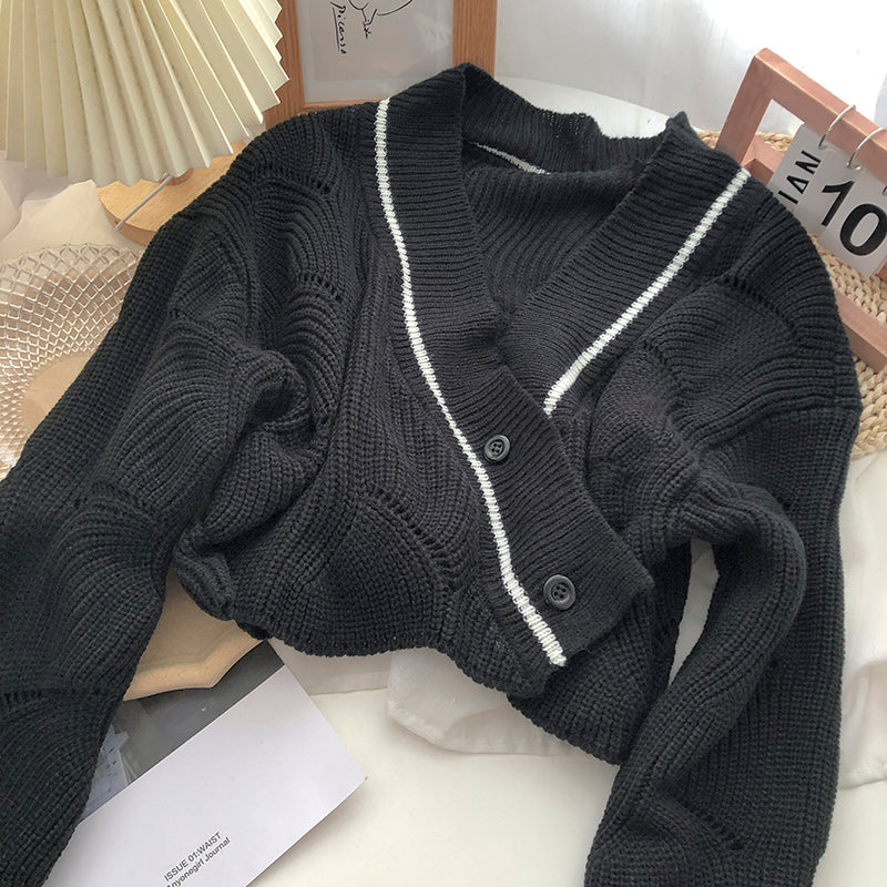 Casual Criss-cross Knitted Cropped Cardigans 1