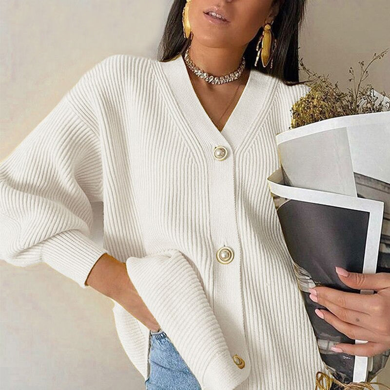 Casual Long Knitted V-neck Cardigan Sweaters 3