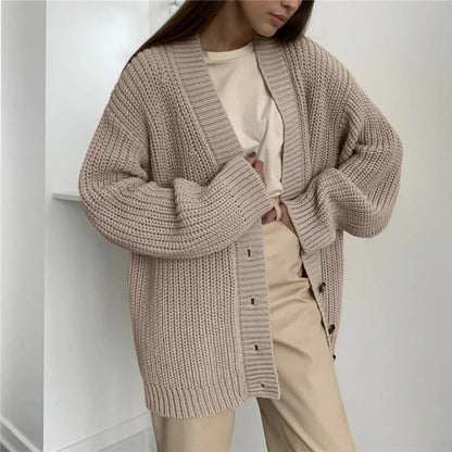 Casual Oversized Knitted V-neck Cardigan Sweaters 2