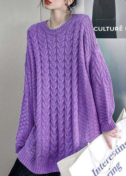 Women's Sweater Purple Knit Loose Fit - 1