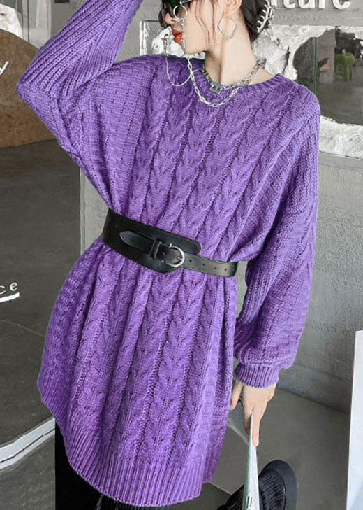 Women's Sweater Purple Knit Loose Fit - 2