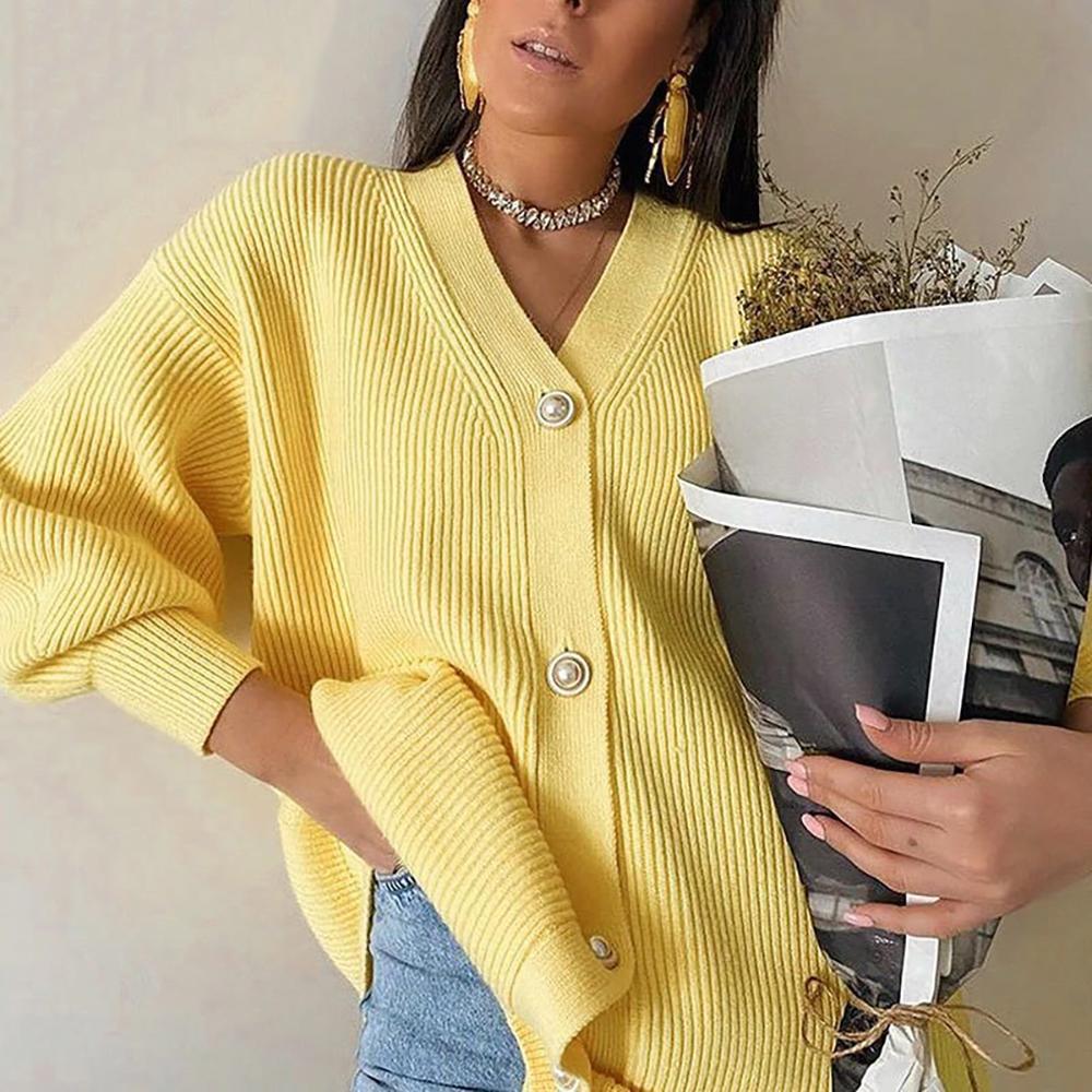 Casual Solid Color Long Knitted Cardigan Sweater 5