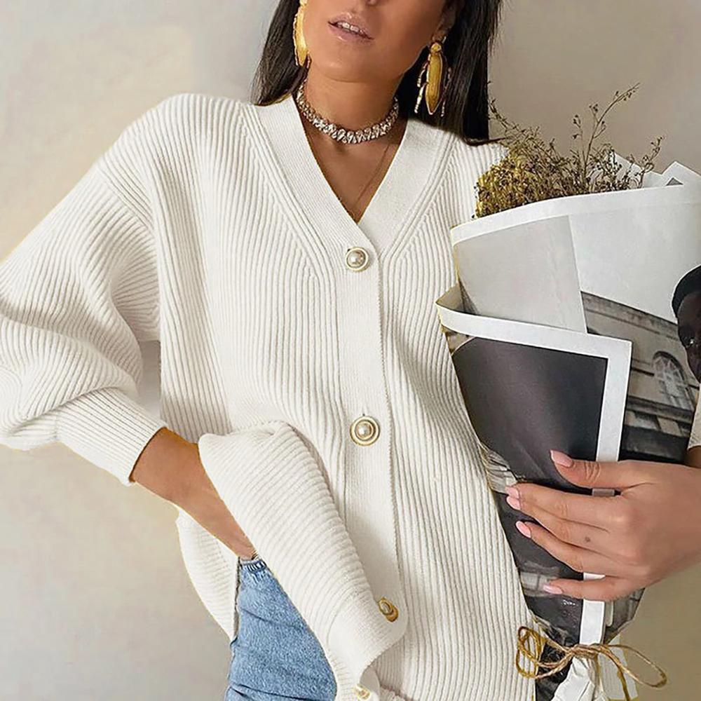 Casual Solid Color Long Knitted Cardigan Sweater 6