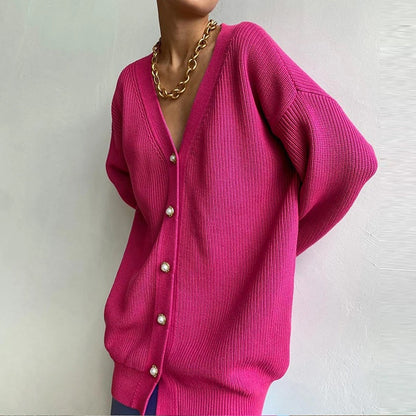 Casual Solid Color Long Knitted Cardigan Sweater 8