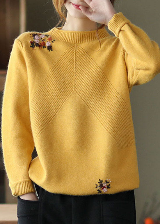 Women's Sweater Yellow Floral Knit - 1