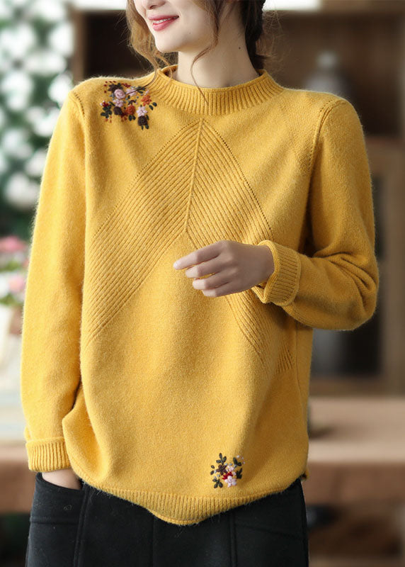 Women's Sweater Yellow Floral Knit - 2