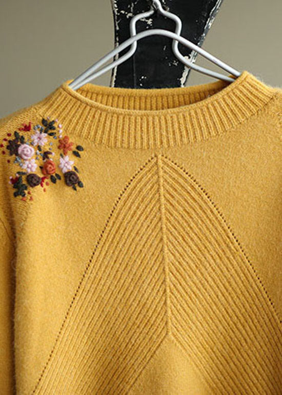 Women's Sweater Yellow Floral Knit - 4
