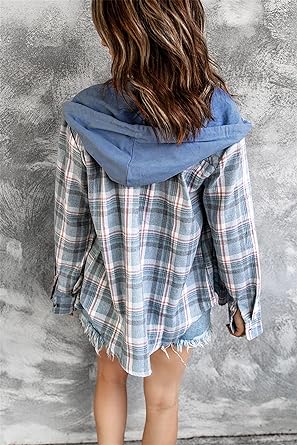 Men's Hoodie Gray Cotton Casual Sweatshirt with Classic Check Pattern - 3