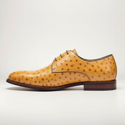 Men's Textured Leather Derby Dress Shoes in Yellow - additional view 5 | Hensley London