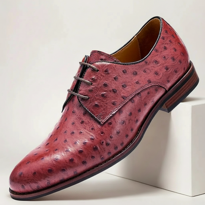 Men's Textured Leather Derby Dress Shoes in Red - additional view 7 | Hensley London
