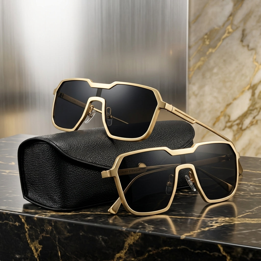 Women's Geometric Double-Bridge Sunglasses – detail view | Hensley London