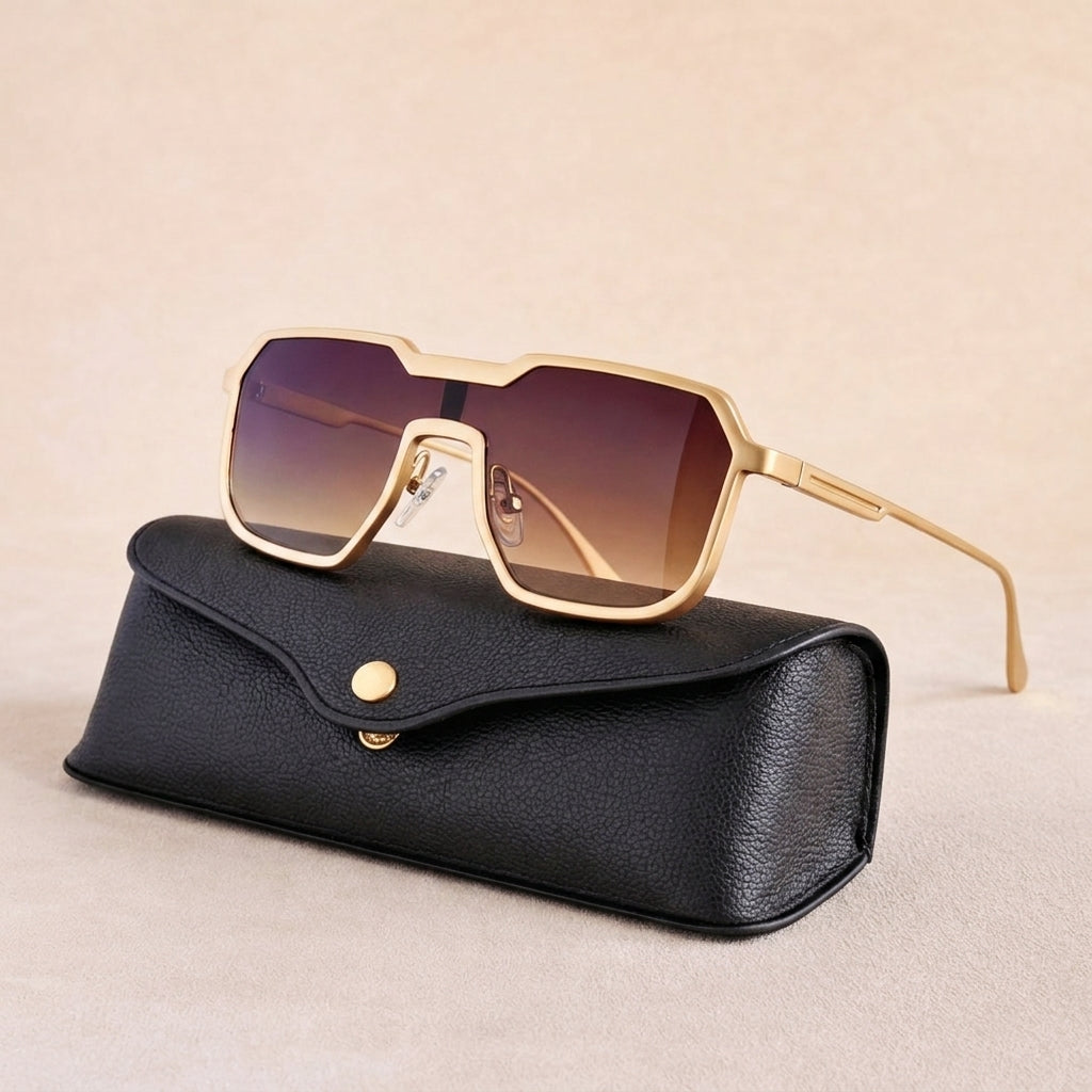 Women's Geometric Double-Bridge Sunglasses – lifestyle view | Hensley London