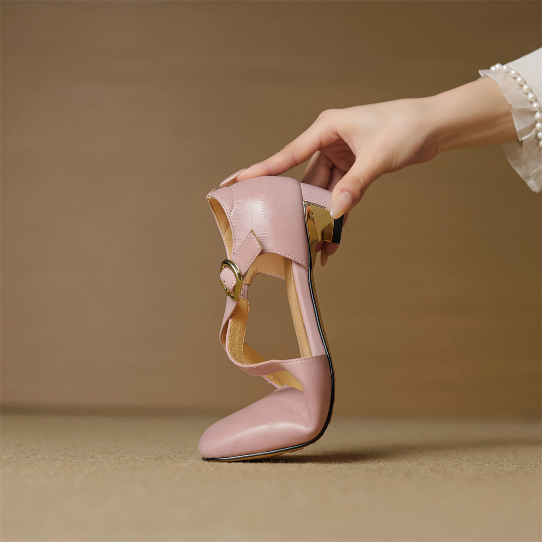 Women's Leather Cross-Strap Heels – Ankle Strap