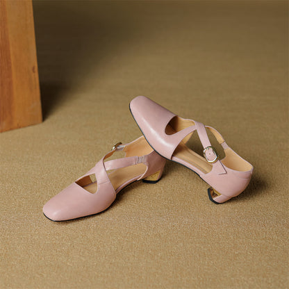 Women's Leather Cross-Strap Heels – Ankle Strap
