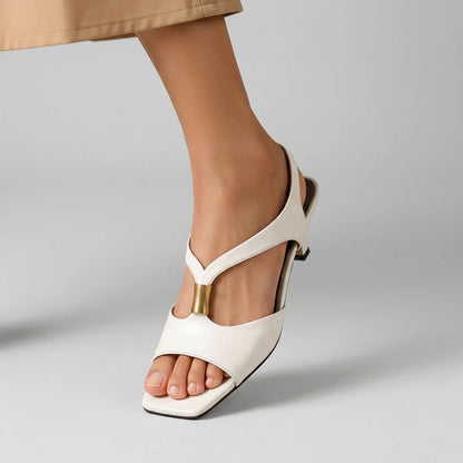 Women's T-Strap Kitten-Heel Mules – product view | Hensley London