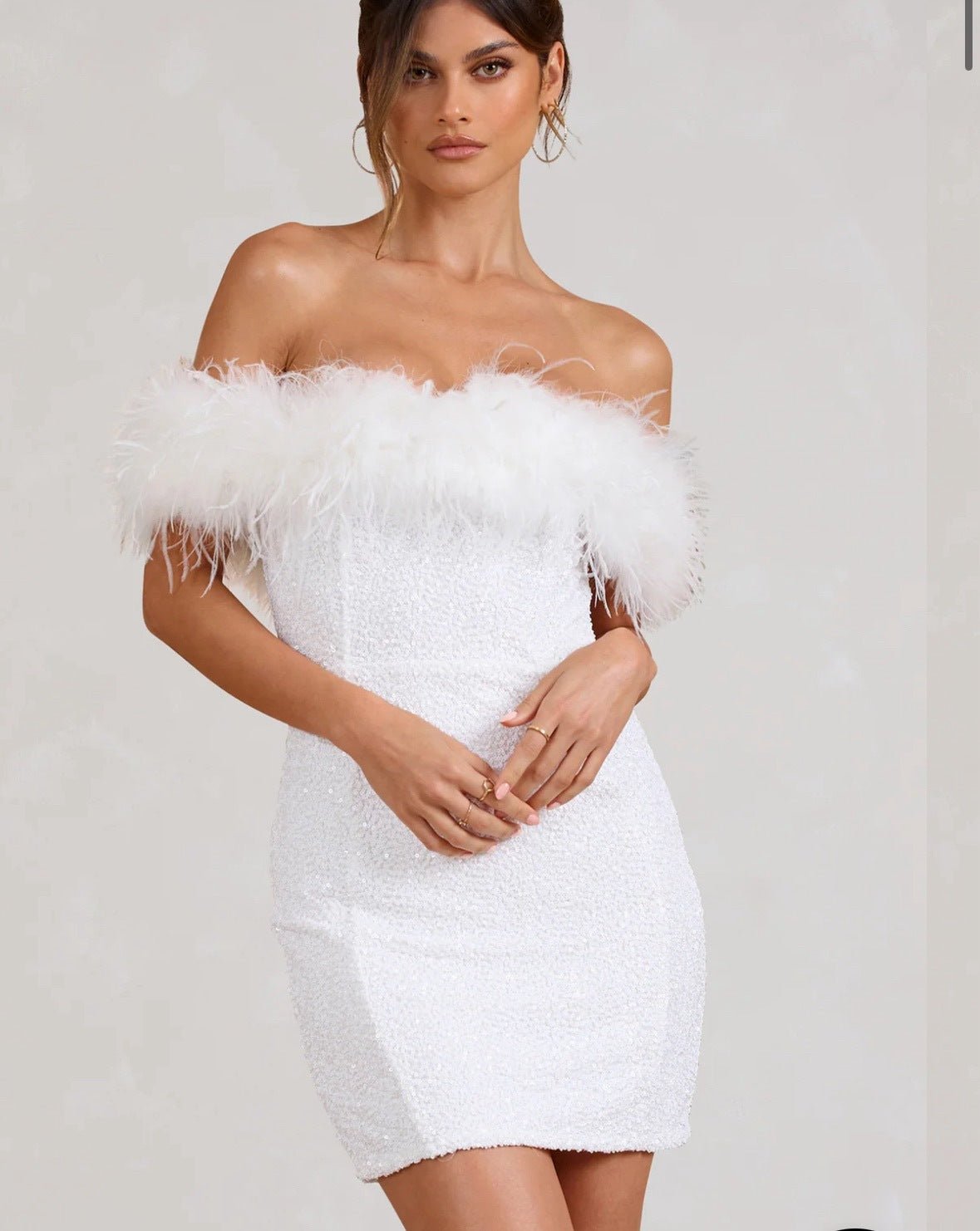 Women's Mini Dress Silver Glitter Polyester - 11