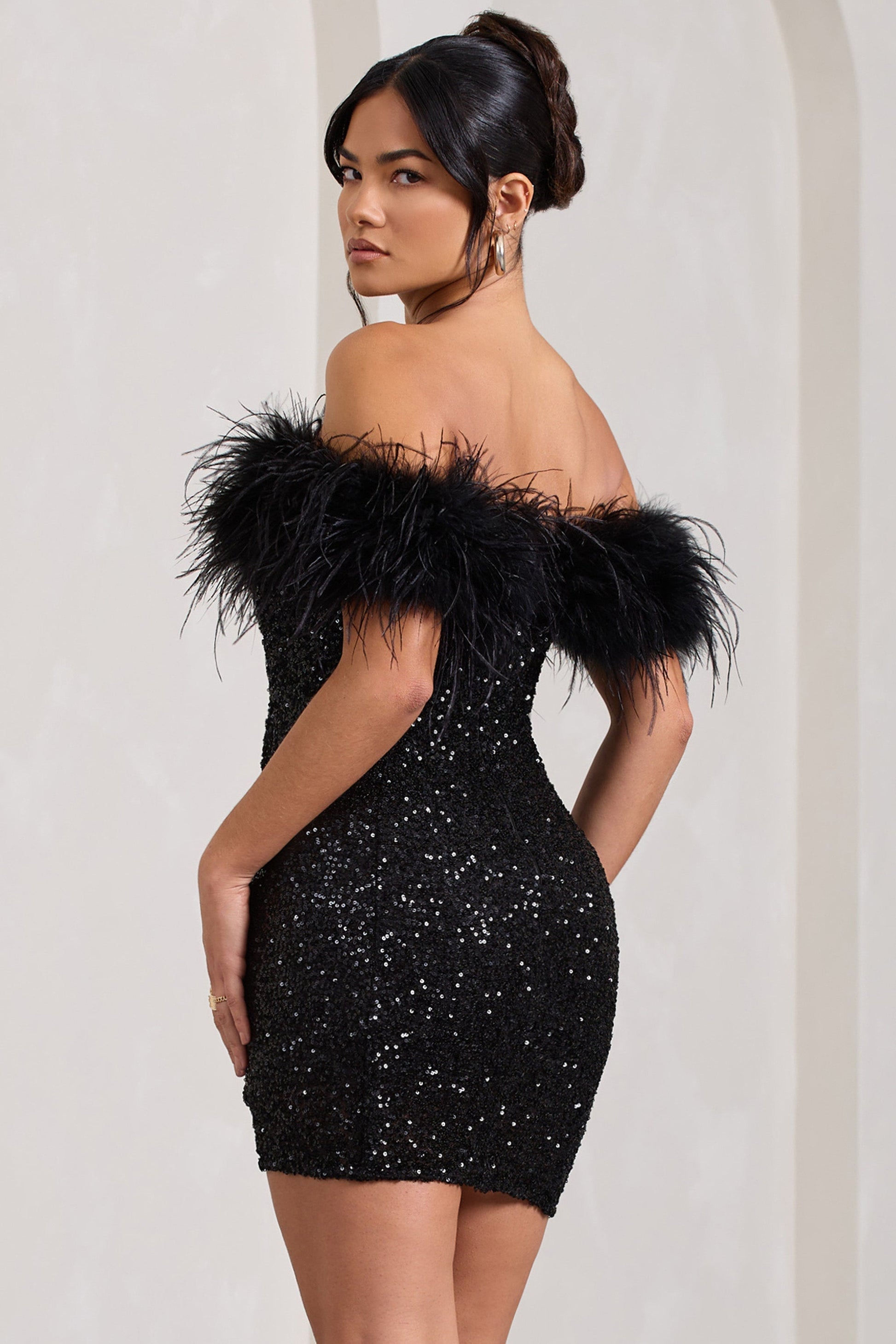 Women's Mini Dress Silver Glitter Polyester - 4