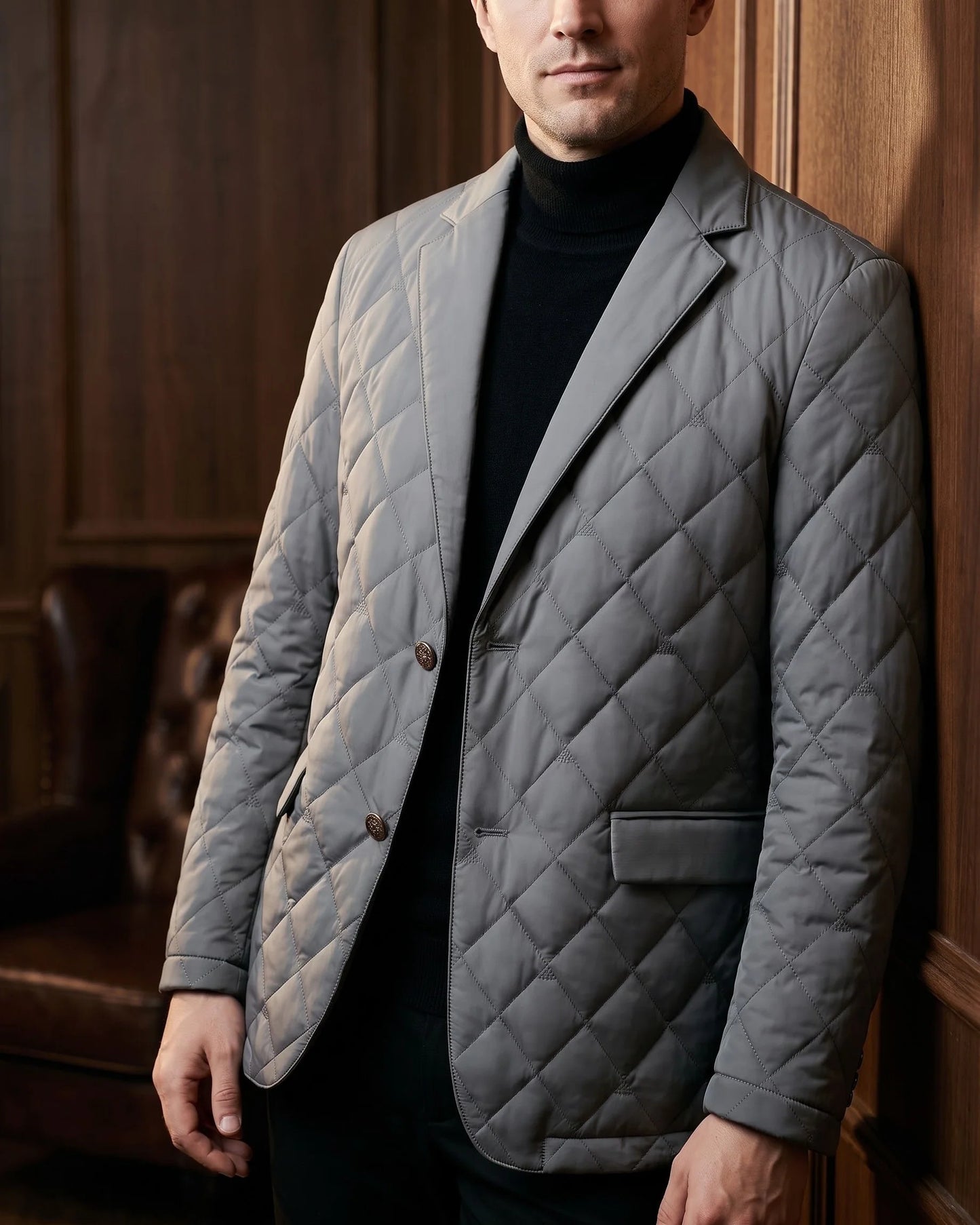 Men's Diamond-Quilted Button-Front Blazer – additional product view | Hensley London