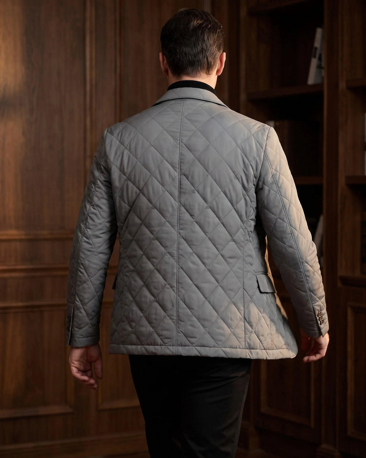 Men's Diamond-Quilted Button-Front Blazer – additional product view | Hensley London
