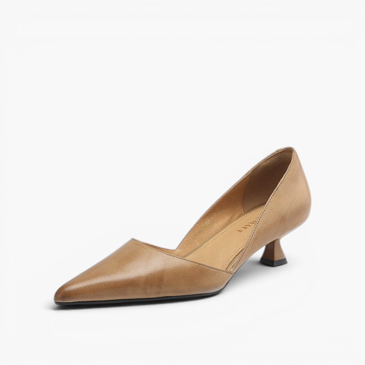 Women's Leather Pointed-Toe Kitten Heel Pumps – styled view | Hensley London