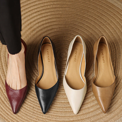 Women's Leather Pointed-Toe Kitten Heel Pumps – side view | Hensley London