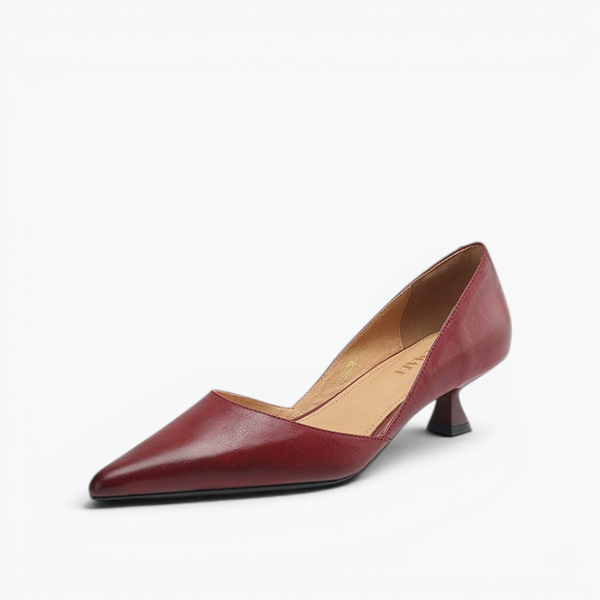 Women's Leather Pointed-Toe Kitten Heel Pumps – detail view | Hensley London