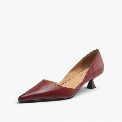 Women's Leather Pointed-Toe Kitten Heel Pumps – detail view | Hensley London