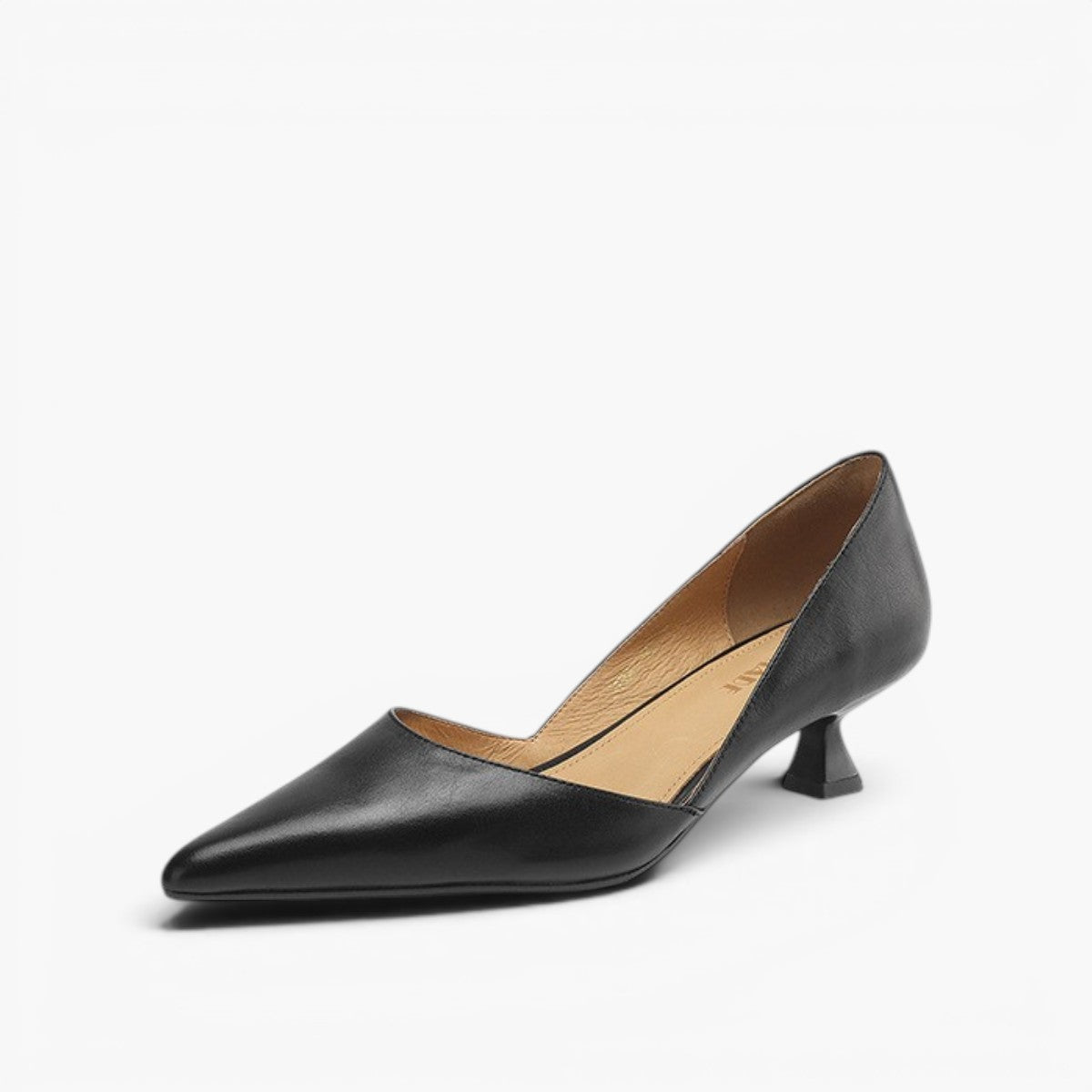Women's Leather Pointed-Toe Kitten Heel Pumps – back view | Hensley London