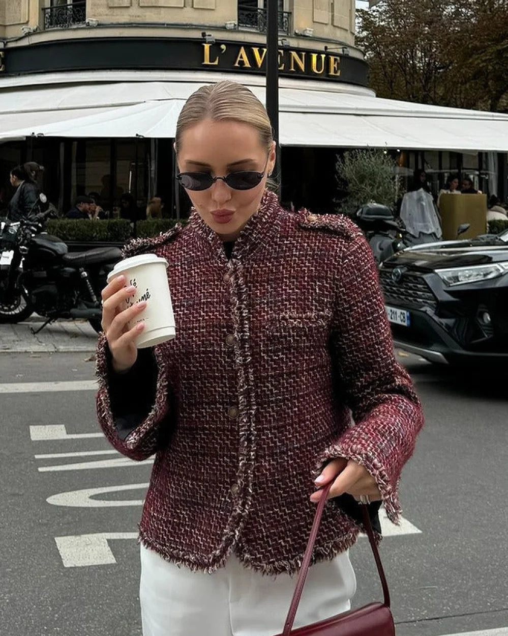 Cora Women's Cropped Jacket | Elegant Tweed, Regular Fit 1