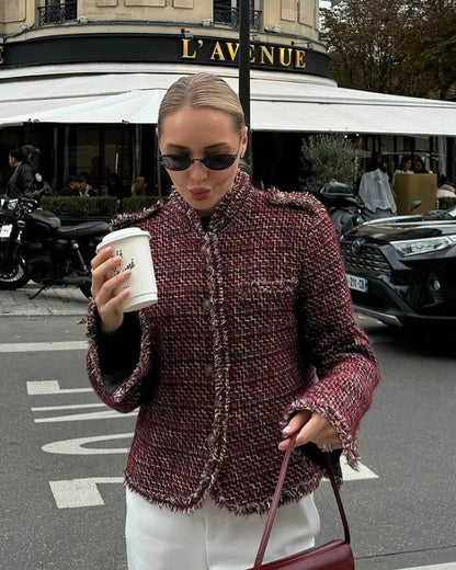 Cora Women's Cropped Jacket | Elegant Tweed, Regular Fit 1