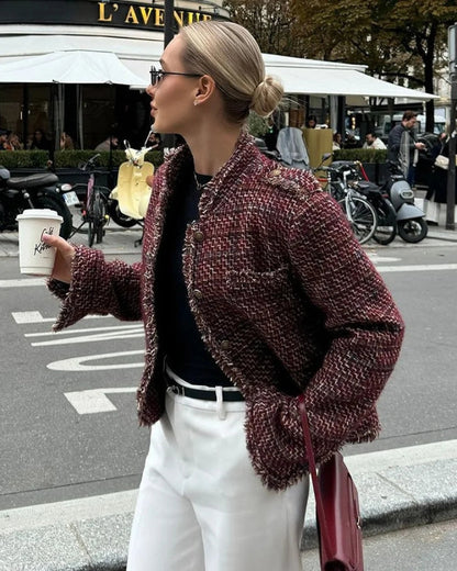 Cora Women's Cropped Jacket | Elegant Tweed, Regular Fit 2