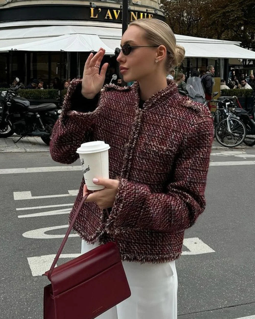 Cora Women's Cropped Jacket | Elegant Tweed, Regular Fit 3