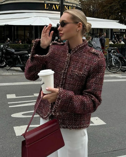 Cora Women's Cropped Jacket | Elegant Tweed, Regular Fit 3