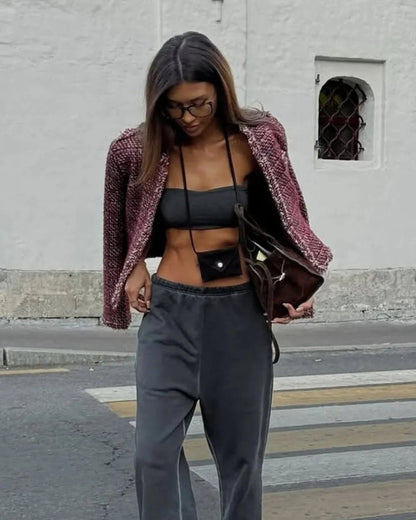 Cora Women's Cropped Jacket | Elegant Tweed, Regular Fit 4