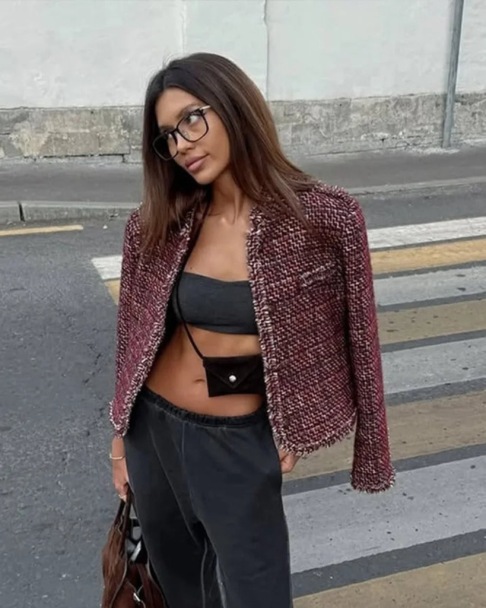 Cora Women's Cropped Jacket | Elegant Tweed, Regular Fit 5