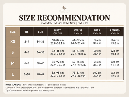 Women's Lace Waist Maxi Dress – Size chart | Hensley London