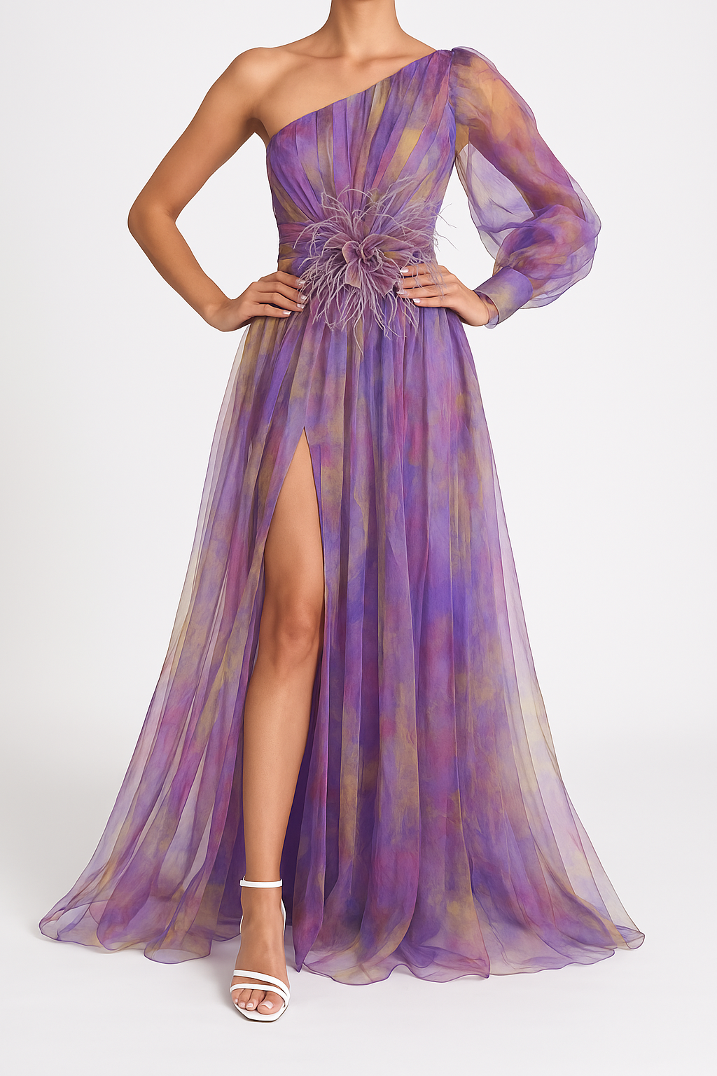 Women's Maxi Dress Blue Chiffon-2