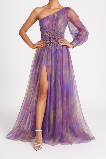Women's Maxi Dress Blue Chiffon-2