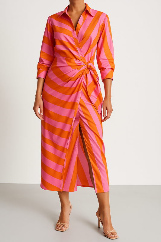 Women's Maxi Dress Striped Size M Polyester-2