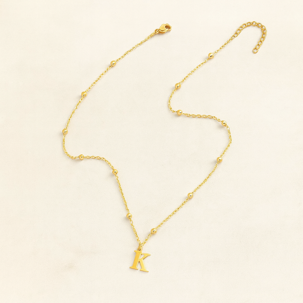 Personalized Gold Initial Necklace with Dainty Satellite Chain – Adjustable Length Women's Jewelry