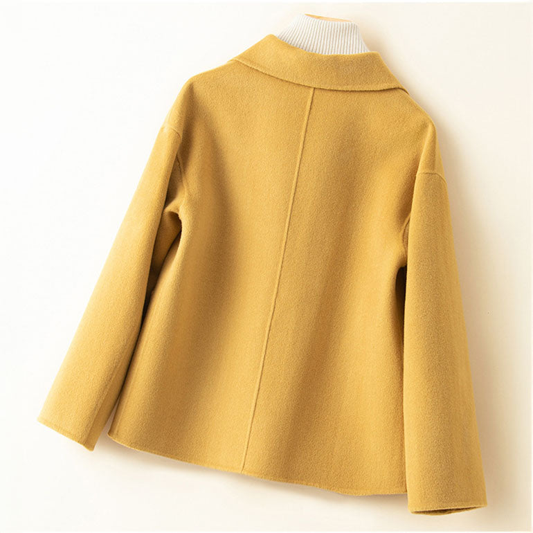 Women's Cashmere Button-Front Jacket – collar and button detail | Hensley London