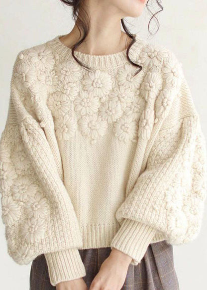 Women's Knit Sweater Beige Warm Thick - 1