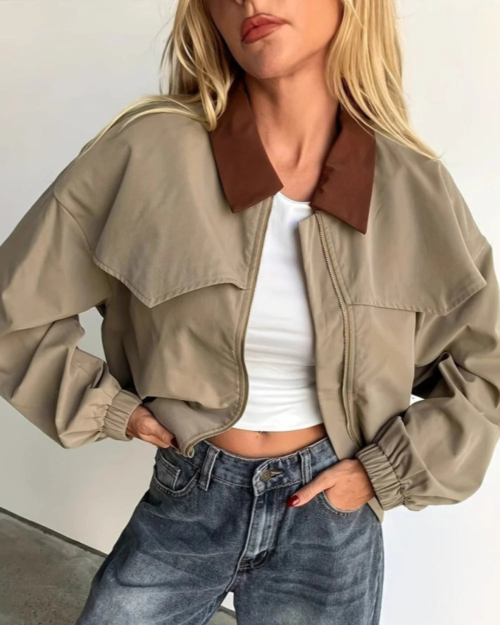 Coco Women's Jacket | Colorblock Design, Loose Fit 2