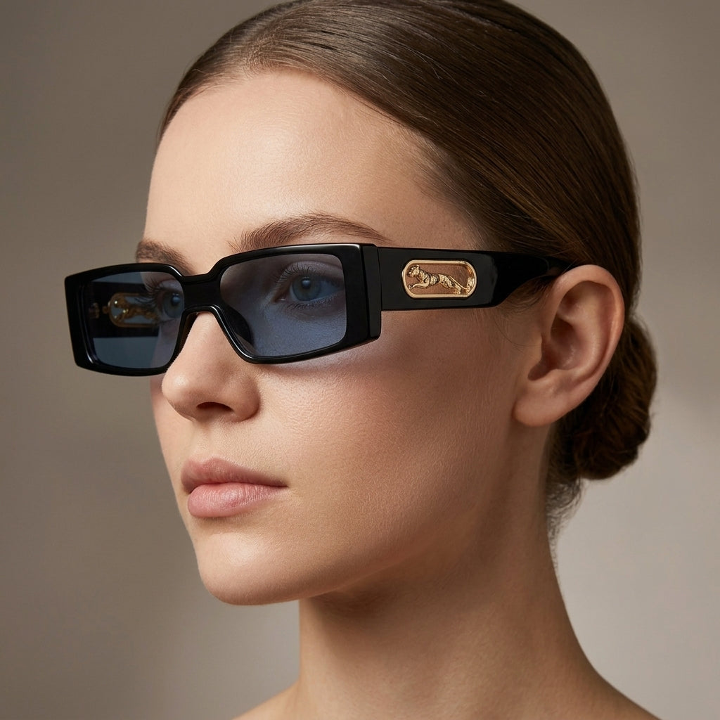 Women's Slim Rectangle Sunglasses – front view | Hensley London