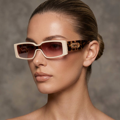 Women's Slim Rectangle Sunglasses – side view | Hensley London